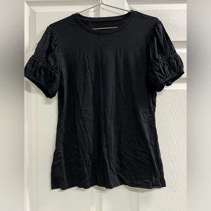 Sunborui Women's Black Ruched Short Sleeve Top - Large - NWOT